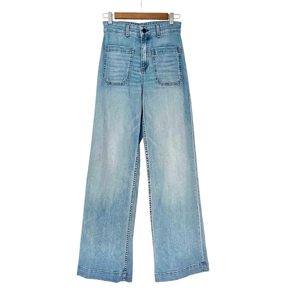 ASKK NY Women’s Blue Cotton Sailor Pants Mid to High Rise Wide Leg Jeans Size 26 - Picture 3 of 5